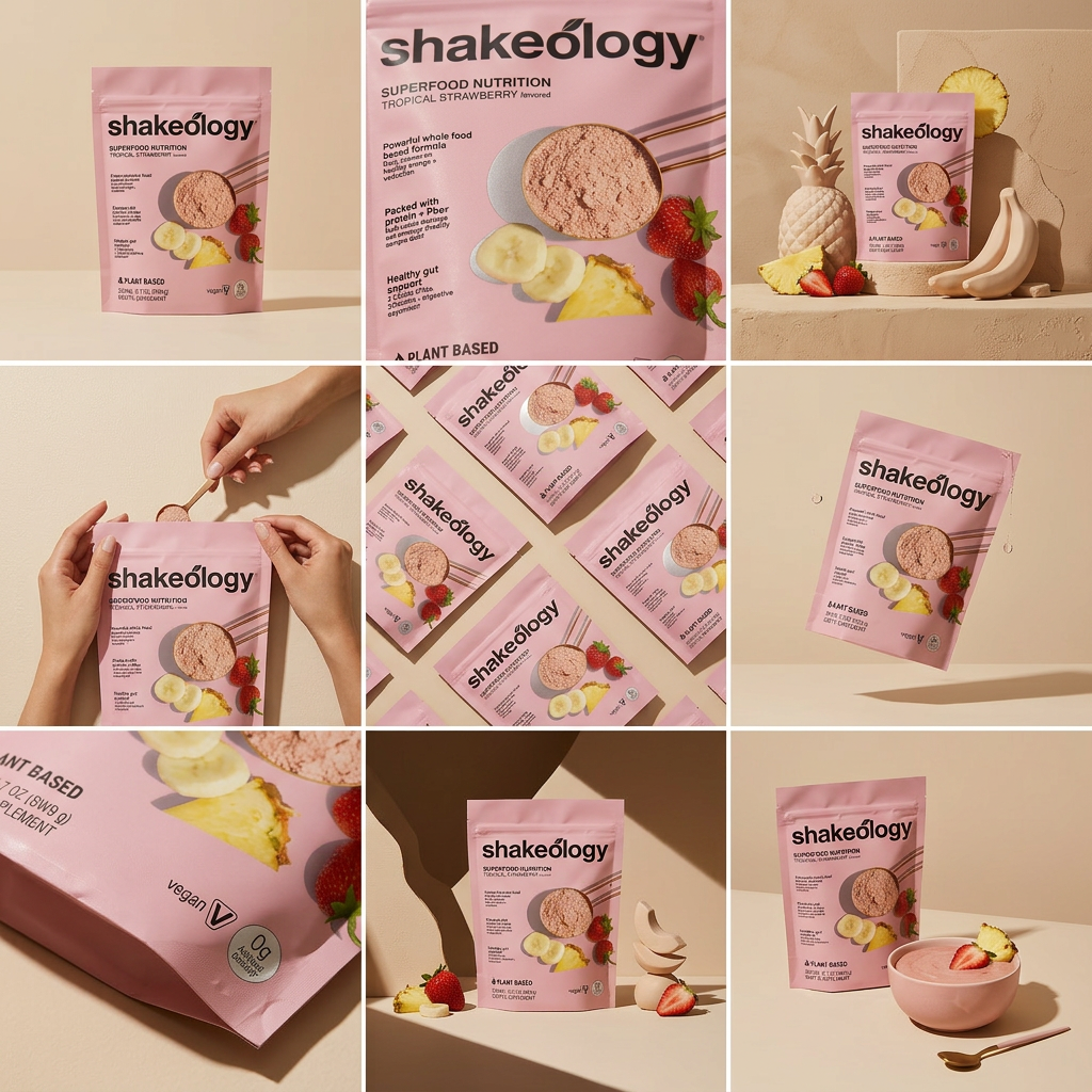 Additional storyboard grid with editorial product arrangements